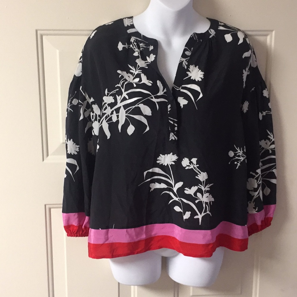 Joie Blouse eilga floral borde  silk size xs - Picture 4 of 6